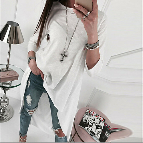 Women's Asymmetrical Shift Dress - Long Sleeve Solid Color Loose White Black Beige S M L XL
Women's Asymmetrical Shift Dress - Long Sleeve Solid Color Loose White Black Beige S M L XL