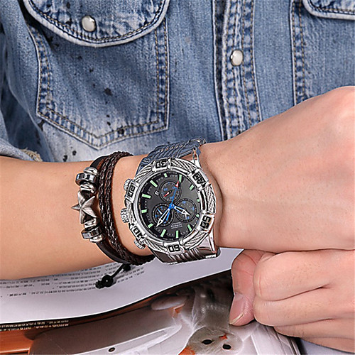Men's Steel Band Watches Japanese Quartz Stainless Steel 30 m Calendar / date / day Chronograph Noctilucent Analog Fashion Cool - Black / Silver WhiteSilver SilverBlue One Year Battery Life
Men's Steel Band Watches Japanese Quartz Stainless Steel 30 m Calendar / date / day Chronograph Noctilucent Analog Fashion Cool - Black / Silver WhiteSilver SilverBlue One Year Battery Life