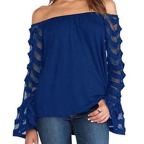 Women's Solid Colored Layered Mesh Blouse Daily Off Shoulder Black / Blue / Brown
Women's Solid Colored Layered Mesh Blouse Daily Off Shoulder Black / Blue / Brown