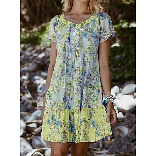 Women's Shift Dress - Short Sleeves Floral Blue Purple Red Yellow S M L XL XXL XXXL XXXXL XXXXXL
Women's Shift Dress - Short Sleeves Floral Blue Purple Red Yellow S M L XL XXL XXXL XXXXL XXXXXL