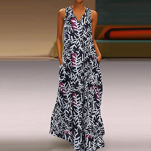 Women's Maxi A Line Dress - Sleeveless Geometric V Neck Black Red Green S M L XL XXL XXXL XXXXL XXXXXL
Women's Maxi A Line Dress - Sleeveless Geometric V Neck Black Red Green S M L XL XXL XXXL XXXXL XXXXXL