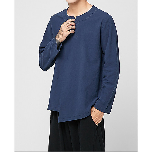 Men's Plus Size Solid Colored Shirt - Linen Daily Round Neck White / Black / Navy Blue / Long Sleeve
Men's Plus Size Solid Colored Shirt - Linen Daily Round Neck White / Black / Navy Blue / Long Sleeve