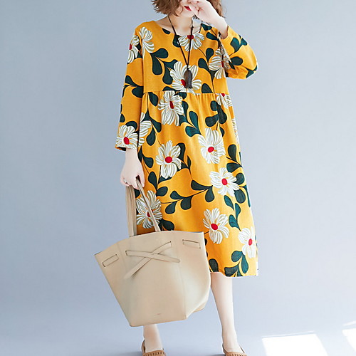 Women's Maxi Shift Dress - 3/4 Length Sleeve Floral Summer Elegant Loose 2020 Yellow One-Size
Women's Maxi Shift Dress - 3/4 Length Sleeve Floral Summer Elegant Loose 2020 Yellow One-Size