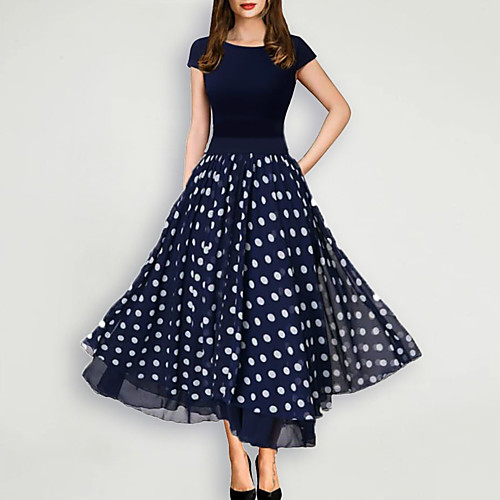 Women's Maxi Navy Blue Dress Spring Party / Evening Birthday Party Dress A Line Polka Dot M L / Work
Women's Maxi Navy Blue Dress Spring Party / Evening Birthday Party Dress A Line Polka Dot M L / Work