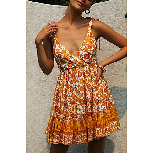 Women's Daisy A Line Dress - Sleeveless Floral Print Color Block Print Spring & Summer Strap Boho Sexy Daily Going out Yellow S M L XL
Women's Daisy A Line Dress - Sleeveless Floral Print Color Block Print Spring & Summer Strap Boho Sexy Daily Going out Yellow S M L XL