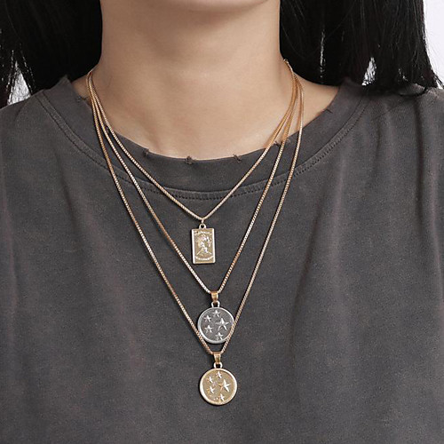 Women's Pendant Necklace Necklace Layered Necklace Classic Star Simple Classic Trendy Fashion Chrome Gold 60 cm Necklace Jewelry 2pcs For Party Evening Prom Street Birthday Party Festival
Women's Pendant Necklace Necklace Layered Necklace Classic Star Simple Classic Trendy Fashion Chrome Gold 60 cm Necklace Jewelry 2pcs For Party Evening Prom Street Birthday Party Festival