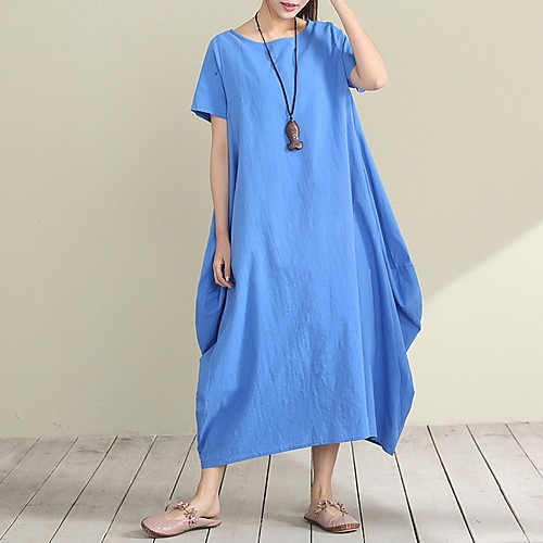 Women's Maxi Loose Dress - Short Sleeves Solid Color Loose White Blue Red M L XL XXL
Women's Maxi Loose Dress - Short Sleeves Solid Color Loose White Blue Red M L XL XXL