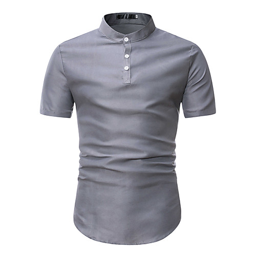 Men's Solid Colored Shirt Business Chinoiserie Work Weekend Standing Collar Gray / Short Sleeve
Men's Solid Colored Shirt Business Chinoiserie Work Weekend Standing Collar Gray / Short Sleeve