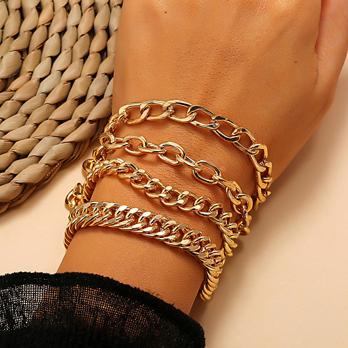 4pcs Women's Chain Bracelet Vintage Bracelet Bracelet Layered Lucky Classic Vintage Punk Trendy Fashion Alloy Bracelet Jewelry Gold For Gift Date Birthday Beach Festival
4pcs Women's Chain Bracelet Vintage Bracelet Bracelet Layered Lucky Classic Vintage Punk Trendy Fashion Alloy Bracelet Jewelry Gold For Gift Date Birthday Beach Festival