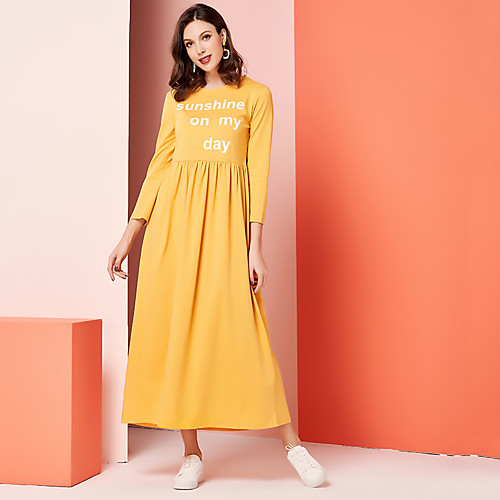 Women's Maxi A Line Dress - Long Sleeve Solid Color Casual Cute Daily Work Yellow S M L XL XXL
Women's Maxi A Line Dress - Long Sleeve Solid Color Casual Cute Daily Work Yellow S M L XL XXL
