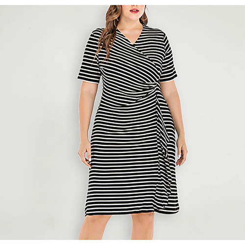 Women's Plus Size Loose Dress - Short Sleeves Striped Spring & Summer V Neck Casual Black M L XXL XXXL XXXXL
Women's Plus Size Loose Dress - Short Sleeves Striped Spring & Summer V Neck Casual Black M L XXL XXXL XXXXL
