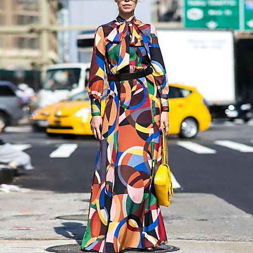 Women's Maxi Swing Dress - Long Sleeve Geometric Crew Neck Red S M L XL XXL XXXL
Women's Maxi Swing Dress - Long Sleeve Geometric Crew Neck Red S M L XL XXL XXXL