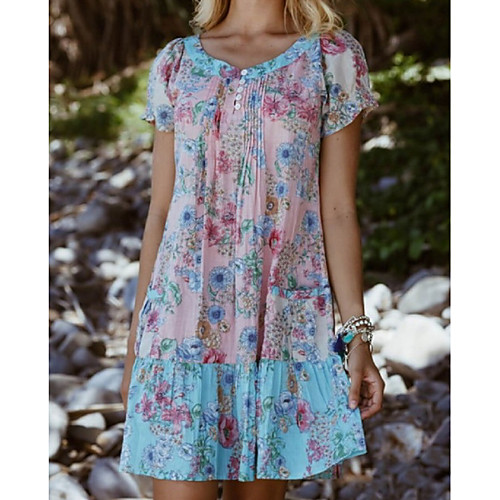 Women's Shift Dress - Short Sleeves Print Elegant Blue Purple Red Yellow S M L XL XXL XXXL XXXXL XXXXXL
Women's Shift Dress - Short Sleeves Print Elegant Blue Purple Red Yellow S M L XL XXL XXXL XXXXL XXXXXL