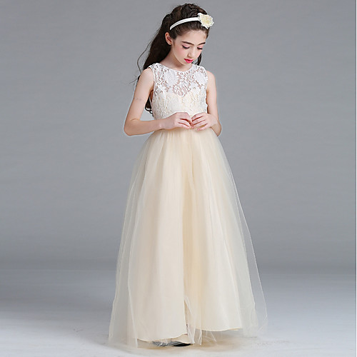 Princess / A-Line Round Floor Length Lace / Tulle Junior Bridesmaid Dress with Bow(s)
Princess / A-Line Round Floor Length Lace / Tulle Junior Bridesmaid Dress with Bow(s)