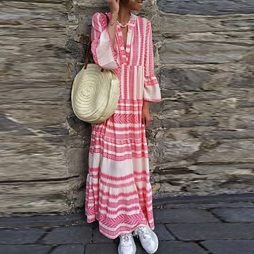 Women's Maxi Loose Dress - Long Sleeve Geometric Print Deep V Boho Daily Black Blue Blushing Pink Green S M L XL XXL
Women's Maxi Loose Dress - Long Sleeve Geometric Print Deep V Boho Daily Black Blue Blushing Pink Green S M L XL XXL