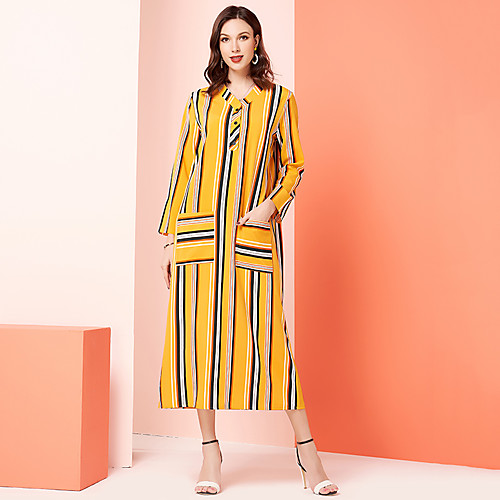 Women's Maxi A Line Dress - Long Sleeve Color Block Casual Cute Daily Loose Yellow M L XL XXL
Women's Maxi A Line Dress - Long Sleeve Color Block Casual Cute Daily Loose Yellow M L XL XXL