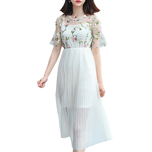 Women's A Line Dress - Half Sleeve Polka Dot Basic V Neck Casual Daily Belt Not Included White S M L XL XXL
Women's A Line Dress - Half Sleeve Polka Dot Basic V Neck Casual Daily Belt Not Included White S M L XL XXL