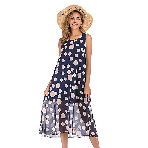 Women's Loose Dress - Sleeveless Polka Dot Spring & Summer Strap Daily Going out Loose Blue M L XL
Women's Loose Dress - Sleeveless Polka Dot Spring & Summer Strap Daily Going out Loose Blue M L XL