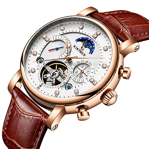 Men's Mechanical Watch Automatic self-winding Stylish Genuine Leather Black / Brown 30 m Water Resistant / Waterproof Calendar / date / day Three Time Zones Analog Casual - Golden / Brown / One Year
Men's Mechanical Watch Automatic self-winding Stylish Genuine Leather Black / Brown 30 m Water Resistant / Waterproof Calendar / date / day Three Time Zones Analog Casual - Golden / Brown / One Year