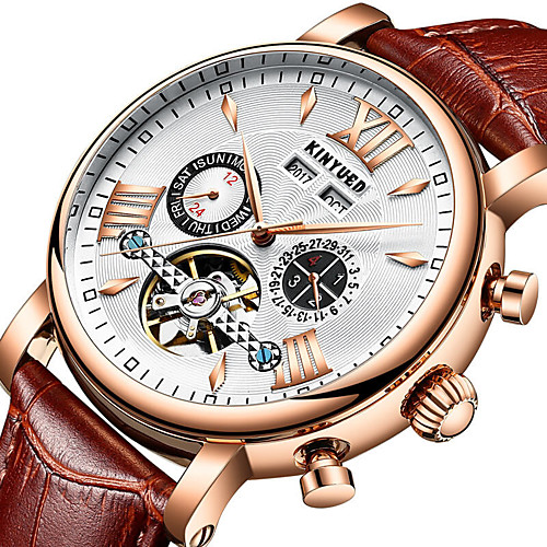 Men's Mechanical Watch Automatic self-winding Modern Style Tourbillion Genuine Leather Black / Brown 30 m Calendar / date / day Three Time Zones Day Date Analog Casual - Golden / Brown BlackGloden
Men's Mechanical Watch Automatic self-winding Modern Style Tourbillion Genuine Leather Black / Brown 30 m Calendar / date / day Three Time Zones Day Date Analog Casual - Golden / Brown BlackGloden