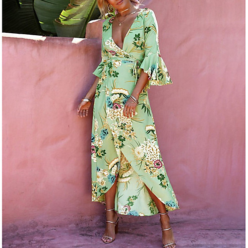 Women's A Line Dress - 3/4 Length Sleeve Floral V Neck Black Light Green Navy Blue S M L XL XXL
Women's A Line Dress - 3/4 Length Sleeve Floral V Neck Black Light Green Navy Blue S M L XL XXL