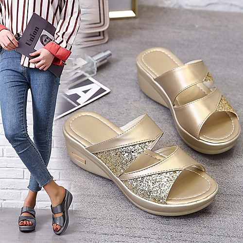 Women's Sandals / Slippers & Flip-Flops Summer Wedge Heel Open Toe Daily PU Gold / Gray
Women's Sandals / Slippers & Flip-Flops Summer Wedge Heel Open Toe Daily PU Gold / Gray