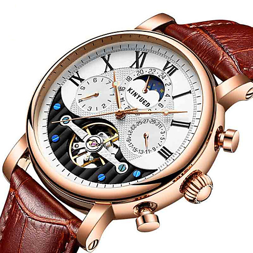 Men's Mechanical Watch Automatic self-winding Formal Style Stylish Genuine Leather Black / Brown 30 m Water Resistant / Waterproof Calendar / date / day Three Time Zones Analog Fashion - Golden
Men's Mechanical Watch Automatic self-winding Formal Style Stylish Genuine Leather Black / Brown 30 m Water Resistant / Waterproof Calendar / date / day Three Time Zones Analog Fashion - Golden