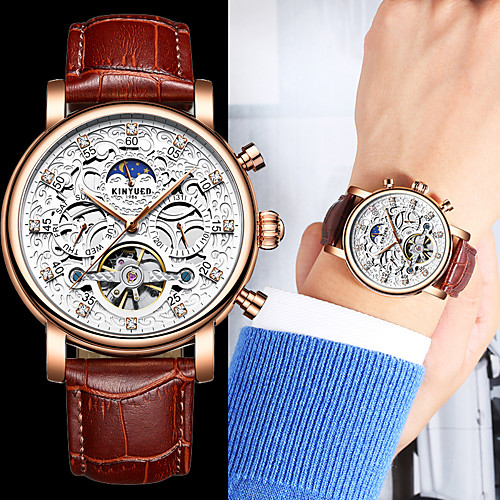 Men's Mechanical Watch Automatic self-winding Formal Style Stylish Genuine Leather Black / Brown 30 m Water Resistant / Waterproof Calendar / date / day Three Time Zones Analog Casual Fashion -
Men's Mechanical Watch Automatic self-winding Formal Style Stylish Genuine Leather Black / Brown 30 m Water Resistant / Waterproof Calendar / date / day Three Time Zones Analog Casual Fashion -