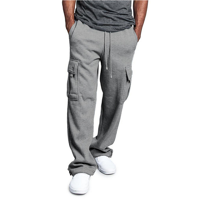 pantalons de survêtement cargo en molleton pour hommes pantalons chauds et épais avec plusieurs poch