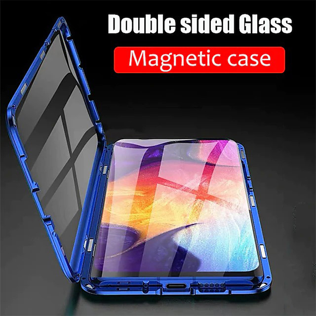 étui de téléphone magnétique double face en verre avec protecteur d'écran pour samsung galaxy s21 s2