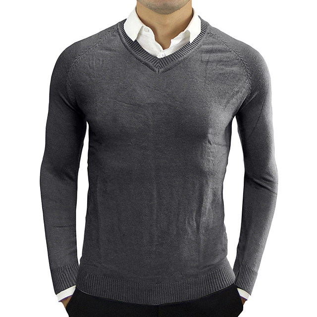 Pullover Chandail Homme Unisexe Tricoté Couleur unie à la mode Décontractée Polyster Tricot Standard