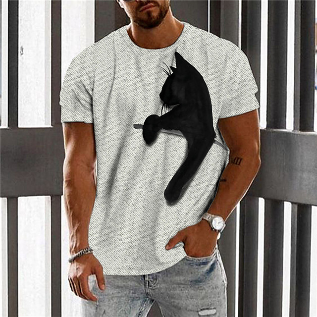 T-shirt Homme Unisexe 3D effet Chat Imprimés Photos Col Ras du Cou Imprimer Manches Courtes Plein Ai