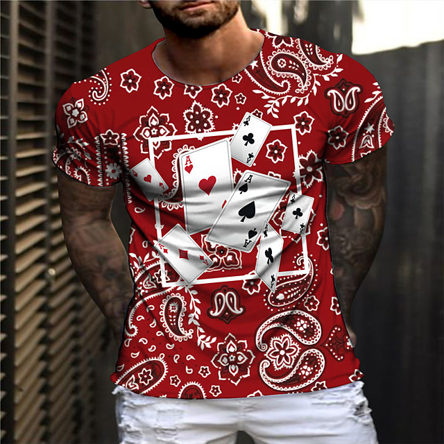 T-shirt Homme Unisexe 3D effet Imprimés Photos Poker Col Ras du Cou Imprimer Manches Courtes Plein A
