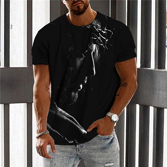 T-shirt Homme Unisexe 3D effet Imprimés Photos Visage humain Col Ras du Cou Imprimer Manches Courtes