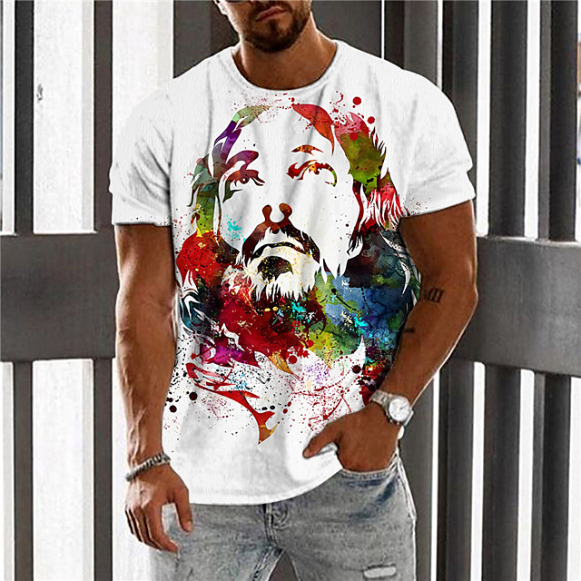 T-shirt Homme Unisexe 3D effet Bande dessinée Imprimés Photos Visage humain Col Ras du Cou Imprimer 