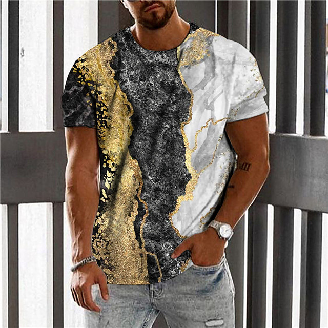 T-shirt Homme Unisexe 3D effet Bloc de couleur Imprimés Photos Col Ras du Cou Imprimer Manches Court