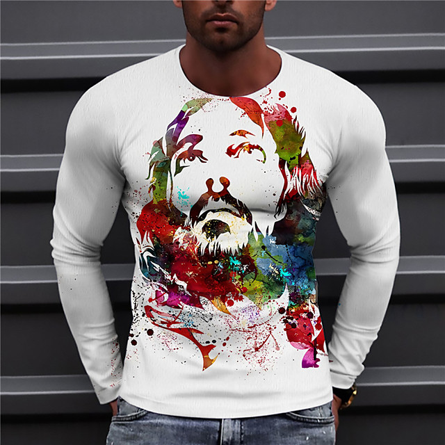 T-shirt Homme Unisexe 3D effet Imprimés Photos Humain Col Ras du Cou Imprimer Manches Longues du quo