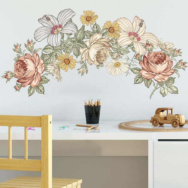 floral Plantes autocollants muraux pour chambre d'enfant maison chambre salon mur amovible étanche a
