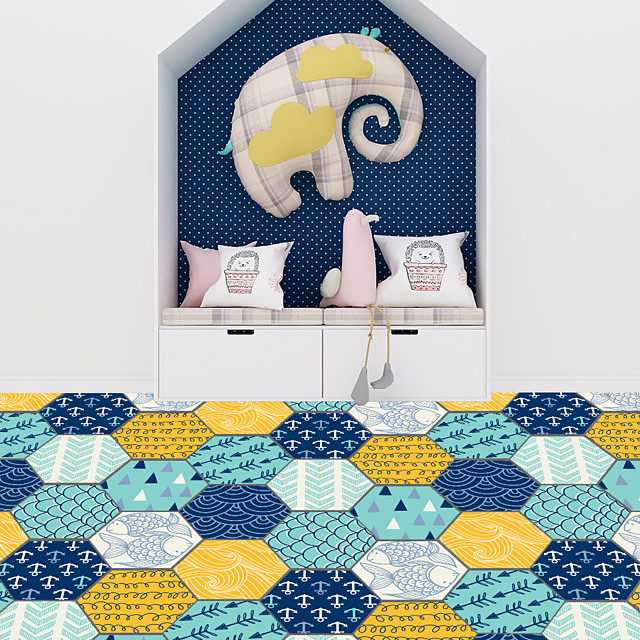 10 pièces océan thème hexagone carrelage autocollants salle de bain cuisine stickers muraux antidéra