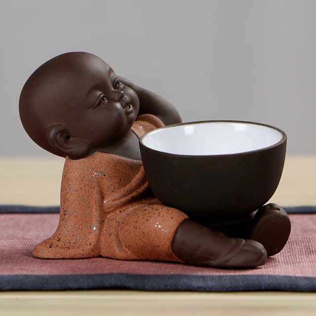 Sable violet petit moine thé vaporisateur d'eau pour animaux de compagnie caractère en céramique orn