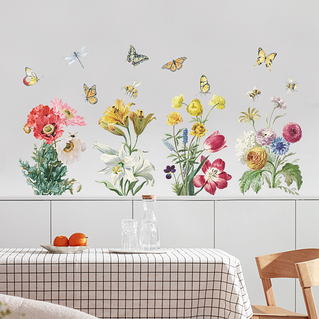 floral Plantes stickers muraux chambre salon pré-collé pvc décoration de la maison sticker mural 1pc