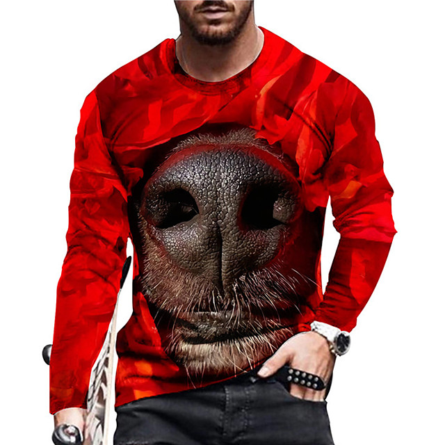 T-shirt Homme Unisexe 3D effet Chat Imprimés Photos Animal Col Ras du Cou Imprimer Manches Longues d