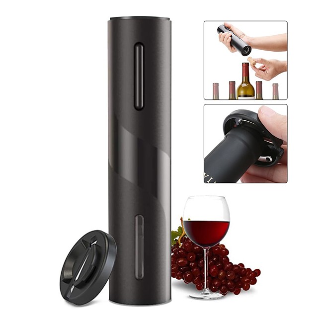 Ouvre-bouteille de vin électrique à piles avec coupe-capsule bouton en un clic tire-bouchon à vin au