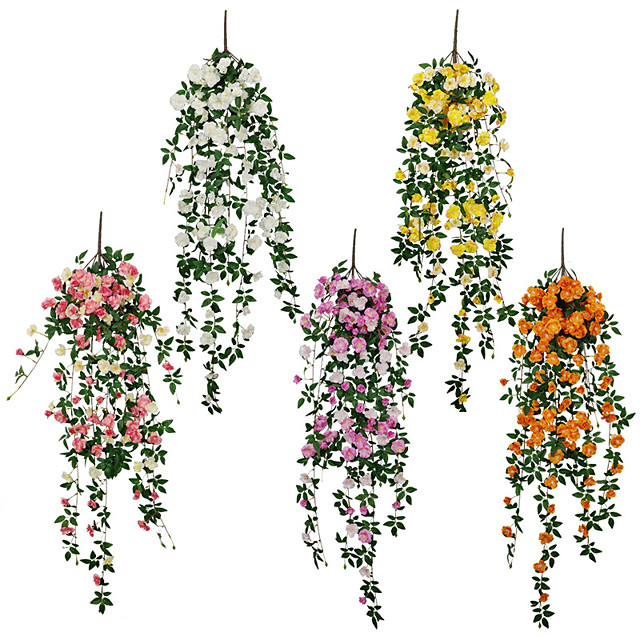Printemps artificiel fleur de cerisier ornements mur fête de mariage suspendus plantes vertes décora