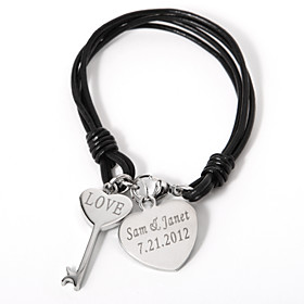 Personalized Bracelet With Key And Heart Charms Classical Feminine Style