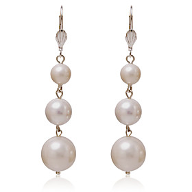 Fabulous Alloy Round Three Pearls Earrings Classical Feminine Style