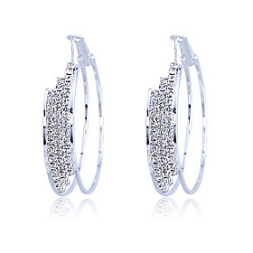 Korean Fashion Stedded With Drill 5cm Inner Diameter Double-deck Great Circle Alloy Earrings