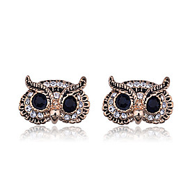 European Style Retro Stedded With Drill Owl Earrings