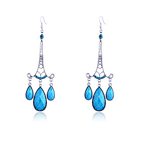 Lureme Vintage Style Drill Gem Droplight Alloy Drop Earrings