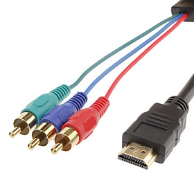 HDMI 1.3V til 3RCA M / M kabel for Smart LED HDTV / APPLE TV / Blu-Ray DVD / WIFI Media Streaming Player (1,5 M)